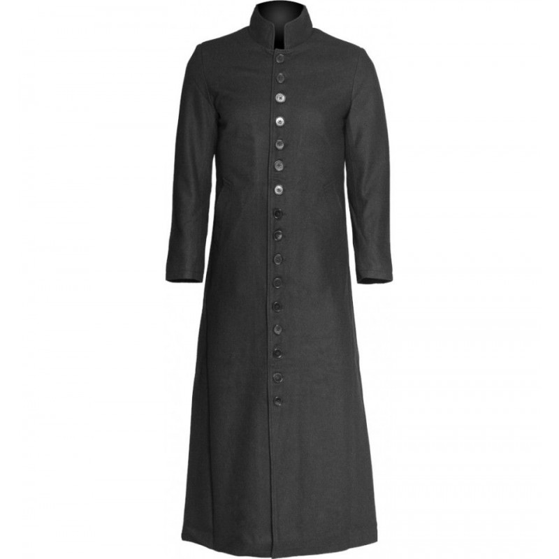 Sixteen Button Mens Gothic Coat Preachermand Wool Men Long Coat 